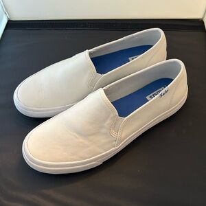 Keds white leather double decker slipons 8.5